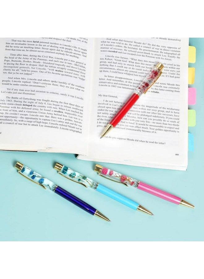 Miayon - 10Pcs Liquid Floral Pens Rose Metal Ball Pen With 10Pcs Extra Refills Blue Ink Colorful Ballpoint Pens Refillable Ball Pen Office Supplies For School Office Home Christmas New Years Pens - Image 1