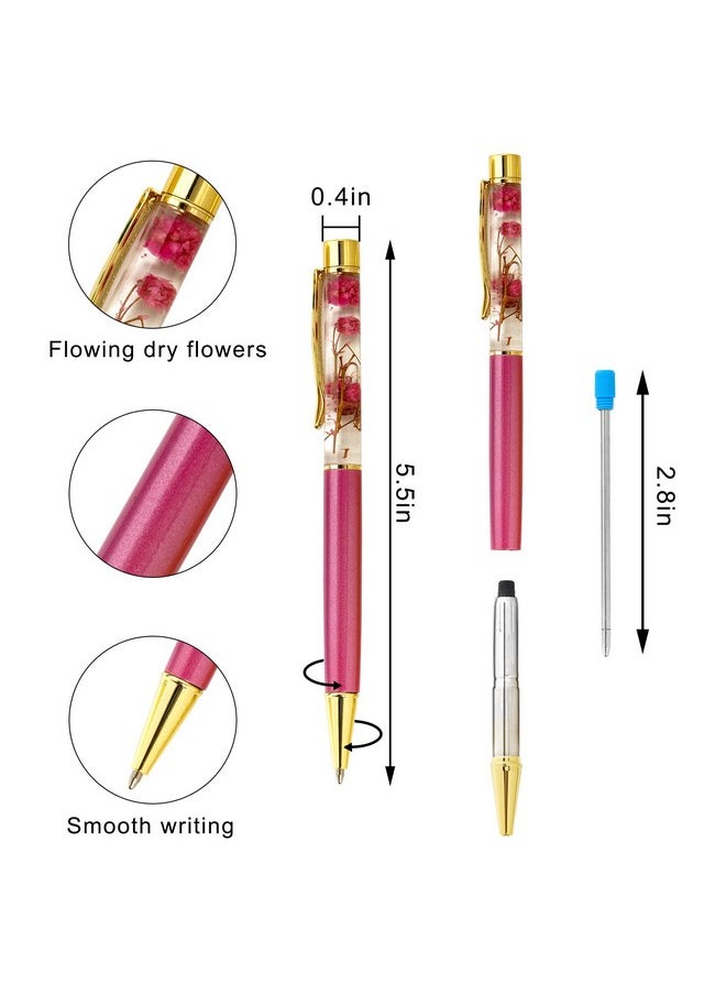 Miayon - 10Pcs Liquid Floral Pens Rose Metal Ball Pen With 10Pcs Extra Refills Blue Ink Colorful Ballpoint Pens Refillable Ball Pen Office Supplies For School Office Home Christmas New Years Pens - Image 1