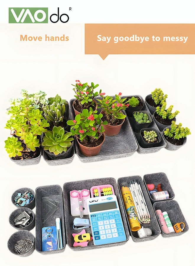 VAOdo 8PCS Desk Drawer Organizer Grid Finishing Felt Material Large-Capacity Office Storage Box - Image 2