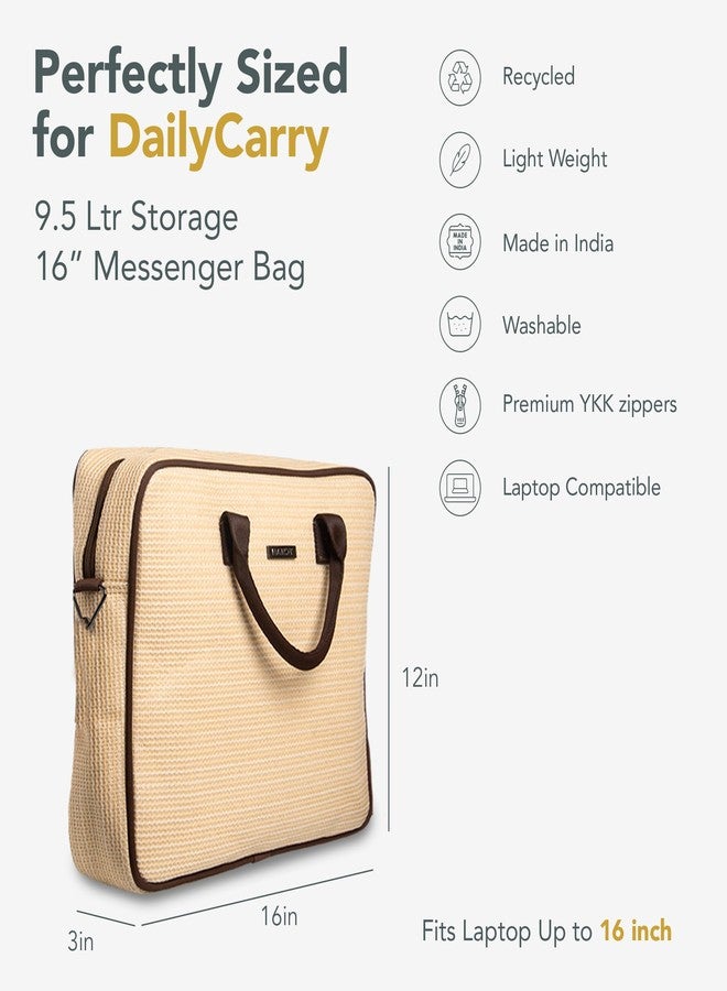 Handy Messenger Laptop Bag with Multiple Organisers | 15.6 Inch Laptop Office Bag for Men & Women | Handbags with Shoulder Straps | Business Briefcase Crossbody Bags (Beige Brown, 16x12x3) - Image 5