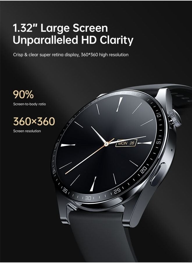 LEXIN Waterproof IP68 Smart Watch with Call Function, Health Monitoring, and HD Display - Classic Series (Black)  - Image 2