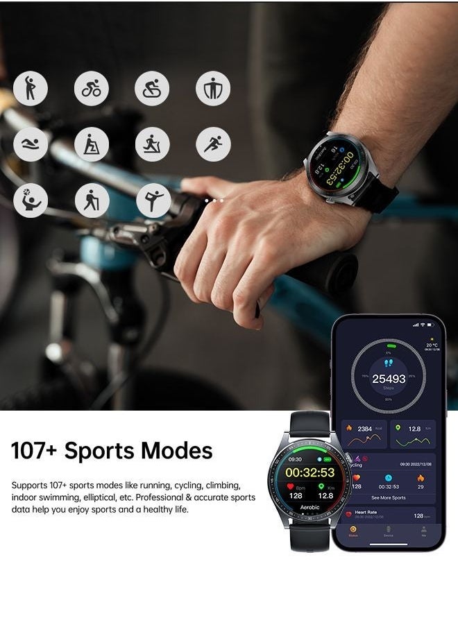 LEXIN - Waterproof IP68 Smart Watch with Call Function, Health Monitoring, and HD Display - Classic Series (Black) - Image 1