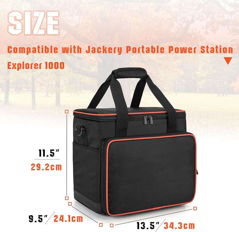Trunab Travel Carrying Case Compatible with Jackery Explorer 1000/1000 v2, Portable Power Station Storage Bag with Waterproof Bottom and Front Pockets for Charging Cable and Accessories - Image 3