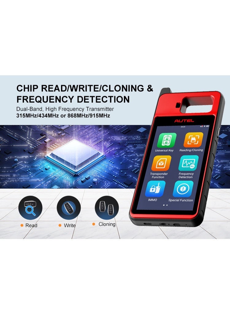 أوتل جهاز Autel MaxIM KM100E لتوليد وبرمجة المفاتيح، جهاز برمجة IMMO عبر OBD مع AutoVIN، يدعم قراءة وكتابة الشرائح واستنساخ المفاتيح واكتشاف التردد، متوافق مع أكثر من 700 مركبة - Image 5