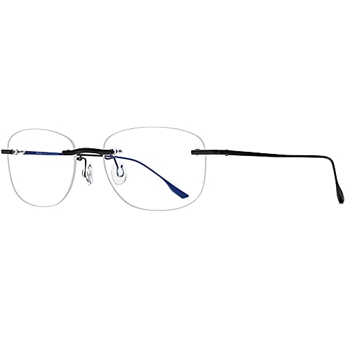 FONEX Metal Square Eyeglasses,Rimless Frameless Lightweight Glasses Frame for Men (8107 Black) - Image 5