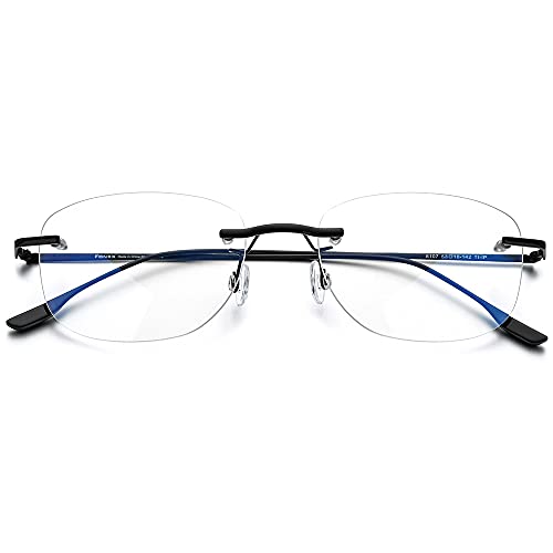 FONEX Metal Square Eyeglasses,Rimless Frameless Lightweight Glasses Frame for Men (8107 Black) - Image 4
