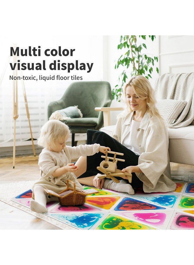 Art3d 6-Pack Triangle Liquid Sensory Floor Tiles, Colorful Liquid Fusion Play Mats for Kids Toddler, 15" x 15" - Image 2