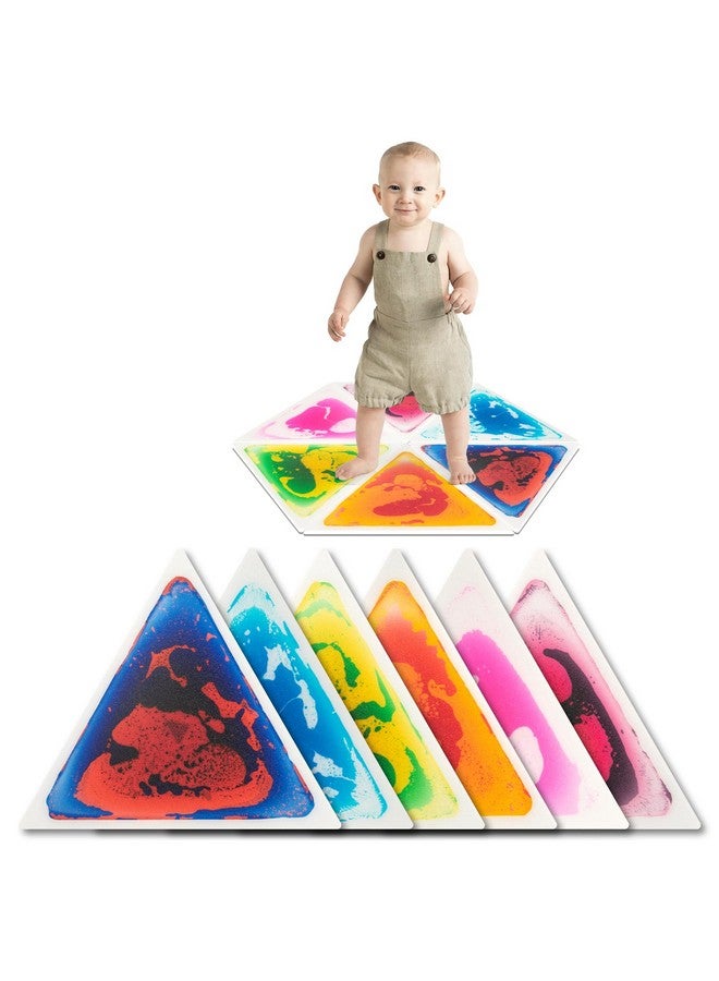 Art3d 6-Pack Triangle Liquid Sensory Floor Tiles, Colorful Liquid Fusion Play Mats for Kids Toddler, 15" x 15" - Image 1