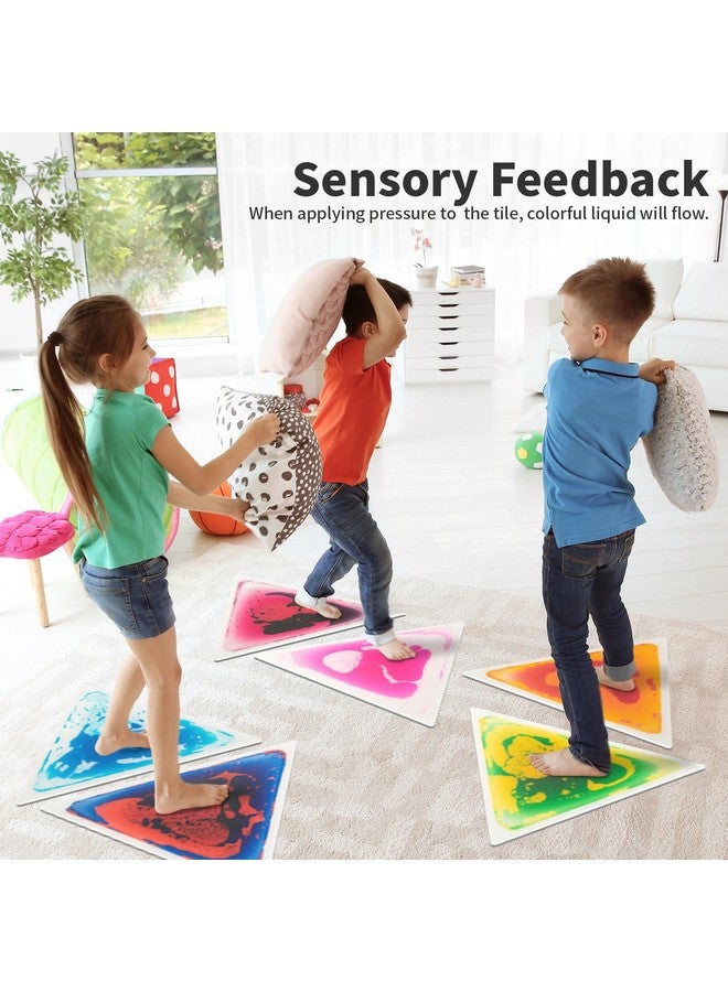 Art3d 6-Pack Triangle Liquid Sensory Floor Tiles, Colorful Liquid Fusion Play Mats for Kids Toddler, 15" x 15" - Image 3