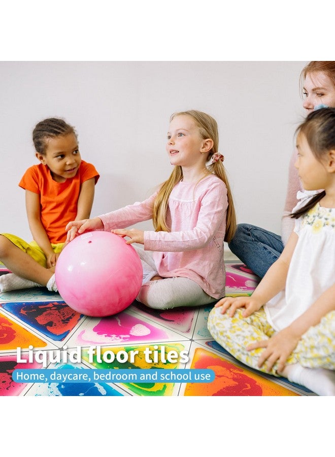 Art3d 6-Pack Triangle Liquid Sensory Floor Tiles, Colorful Liquid Fusion Play Mats for Kids Toddler, 15" x 15" - Image 4