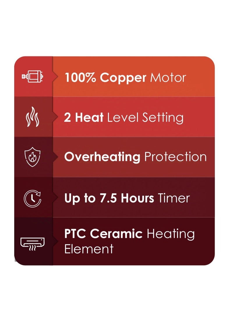Generic - Wall-Mounted Heater with PTC Ceramic Heating - 2 Heat Settings, 7.5-Hour Timer, Energy-Efficient Space Heater with Overheat Protection for Home & Office - Image 1