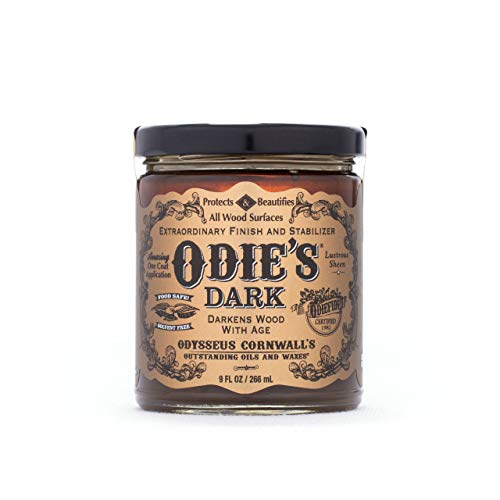 ODIE'S Dark •Finish and Stabilizer for Wood •Darkens with Age •9 Ounce Glass Jar •Food Safe and Solvent Free Non Toxic Finish with Amazing One Coat Application and Leaves a Lustrous Sheen - Image 1