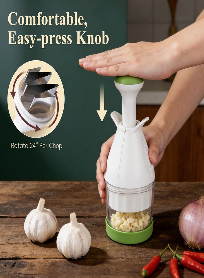 IVYROLL Vegetable Chopper, Manual Food Chopper for Onion, Garlic, Nuts and Veggies, Hand-Powered Vegetable Cutter, Dishwasher Safe, Stainless Steel Blades - Image 4