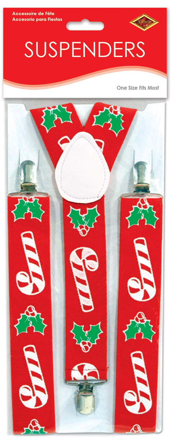 Beistle Candy Cane & Holly Suspenders (adjustable) Party Accessory  (1 count) (1/Pkg) - Image 2