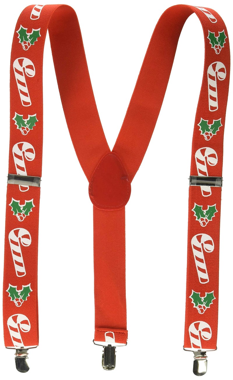 Beistle Candy Cane & Holly Suspenders (adjustable) Party Accessory  (1 count) (1/Pkg) - Image 1
