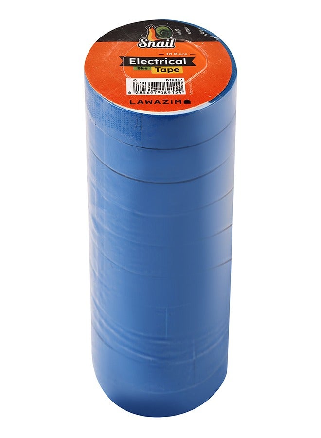 LAWAZIM Snail Electrical Tape - 10 Piece Blue - Strong Adhesive, Weather Resistant, Stretchable, and Easy to Tear Insulation Tape - Ideal for Wiring, Repairs, Automotive, DIY, and Multipurpose Use  - Image 1