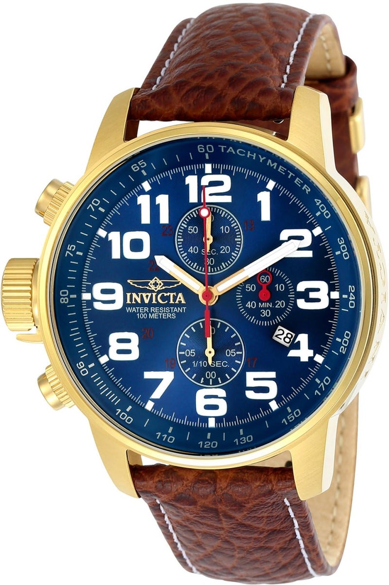 Invicta ساعة كواتز للرجال من إنفيكتا I-Force لليد اليسرى مع حزام جلد، بني (الموديل: 3329) - Image 1