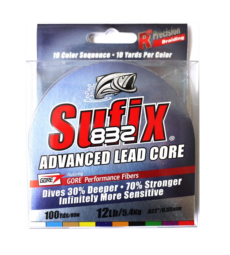 Sufix 832 Lead Core 12 lb Metered, Multicolor, 100 Yard Spool - Image 2