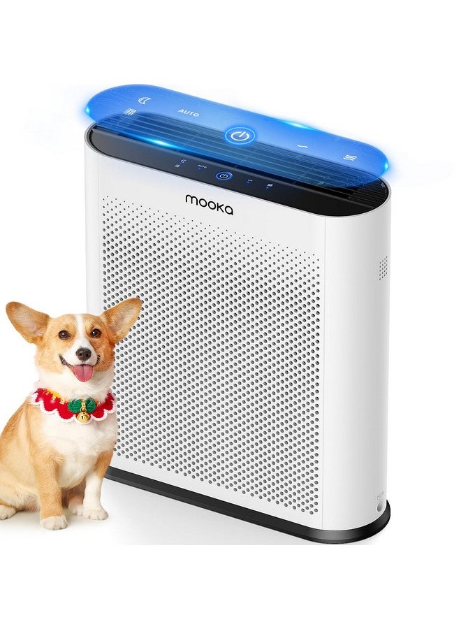 Mooka Air Purifiers for Home Large Room 1650ft² with PM2.5 Air Quality Sensor, MOOKA H13 HEPA Filter Air purifier for Pets Smoke Dust Pollen Dander Odor, Air Cleaner with Auto/Sleep Mode for Bedroom, White  - Image 1