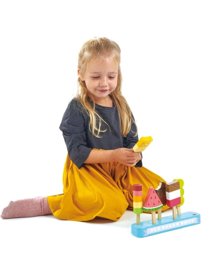 Tender Leaf Toys - Ice Lolly Shop - 13 Pieces Pretend Food Play Toy with 6 Wooden Popsicles Ice Cream Bars - Encourage Role Play and Develops Social Skills for Children - Age 3+ - Image 3