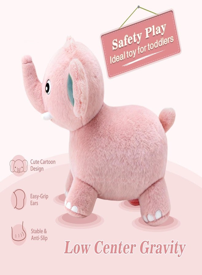 INPANY Bouncy Horse, Elephant Hopper Toys, Toddler Plush Bouncing Animal, Kids Inflatable Ride on Rubber Bouncer, Outdoor Birthday Gift for 2 3 4 Yr Boy Girl, Pink - Image 3