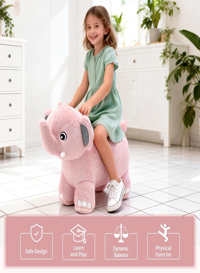 INPANY Bouncy Horse, Elephant Hopper Toys, Toddler Plush Bouncing Animal, Kids Inflatable Ride on Rubber Bouncer, Outdoor Birthday Gift for 2 3 4 Yr Boy Girl, Pink - Image 5