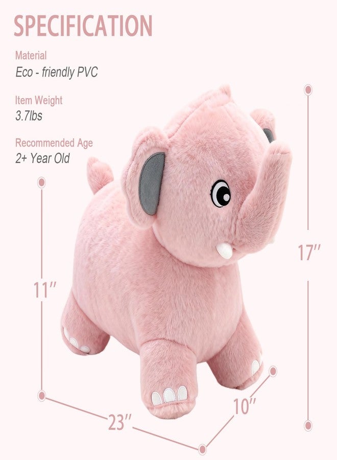 INPANY Bouncy Horse, Elephant Hopper Toys, Toddler Plush Bouncing Animal, Kids Inflatable Ride on Rubber Bouncer, Outdoor Birthday Gift for 2 3 4 Yr Boy Girl, Pink - Image 2