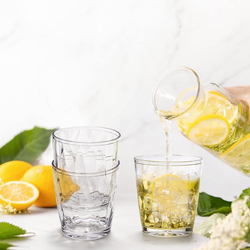 Hedume Set of 8 Plastic Water Tumblers, 4 Pack 500ml and 4 Pack 300ml Transparent Unbreakable Drinking Glasses, Clear Acrylic Reusable Juice Wine Cups Stackable for Home, Picnic Party - Image 5