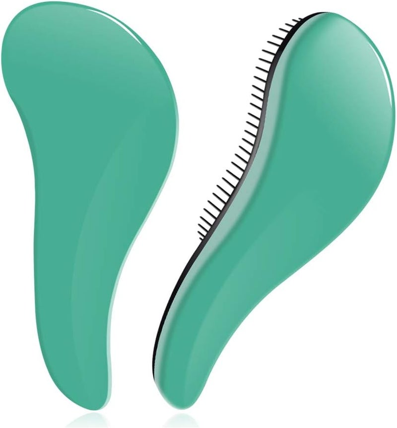 Felico Hair Brush, Portable Travel Detangler Brush, Glide Hair Comb Anti Static Detangling Knots, Air Cushion Massage Brush for Women Men Adults Kids Curly Long Thick Dry Wet Frizzy Damaged Hair Green - Image 1