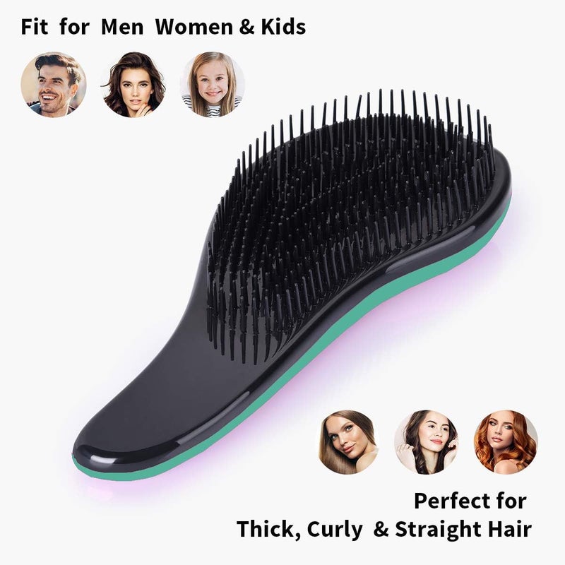 Felico Hair Brush, Portable Travel Detangler Brush, Glide Hair Comb Anti Static Detangling Knots, Air Cushion Massage Brush for Women Men Adults Kids Curly Long Thick Dry Wet Frizzy Damaged Hair Green - Image 4