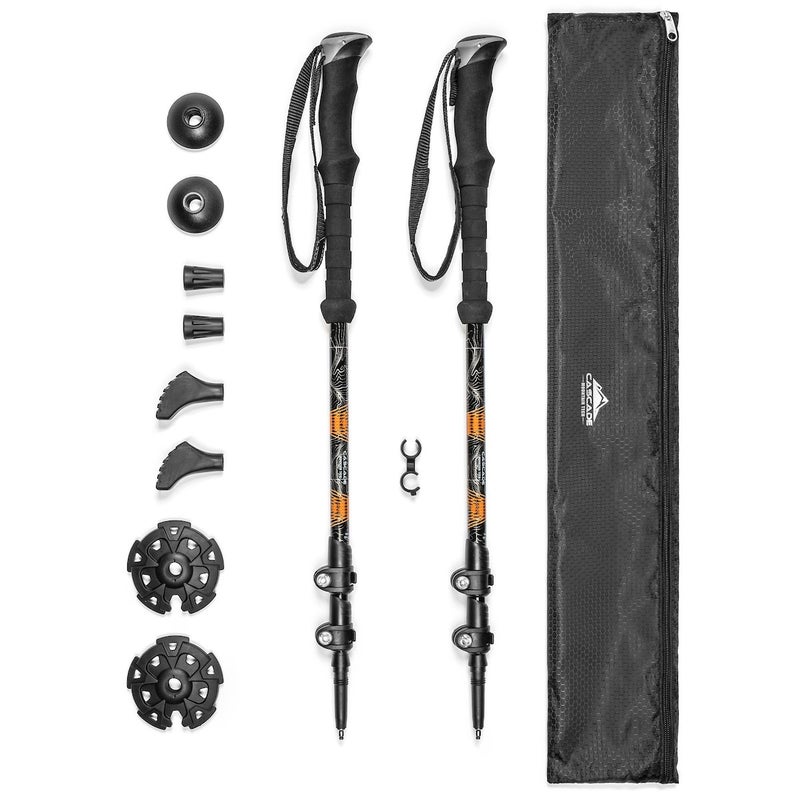 Cascade Mountain Tech Trekking Poles - Aluminum Hiking Walking Sticks with Adjustable Locks Expandable to 54" (Set of 2) , Orange - Image 5