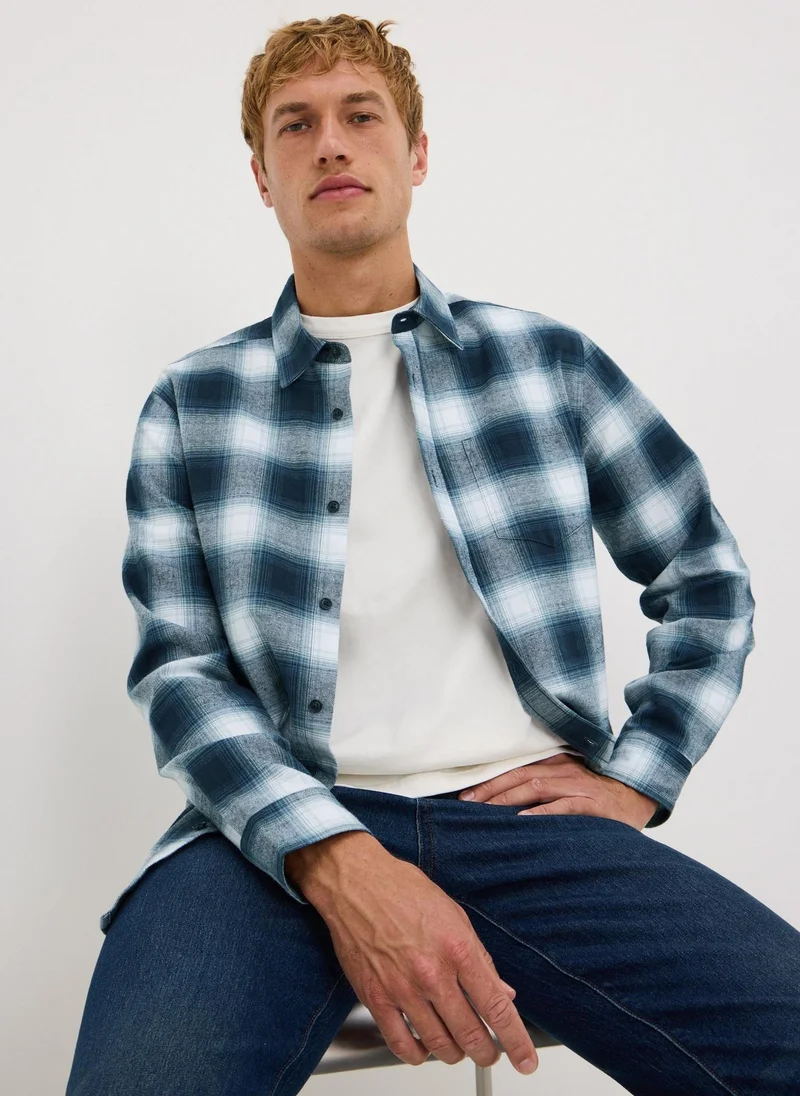 ماتلان Blue Checked Flannel Shirt