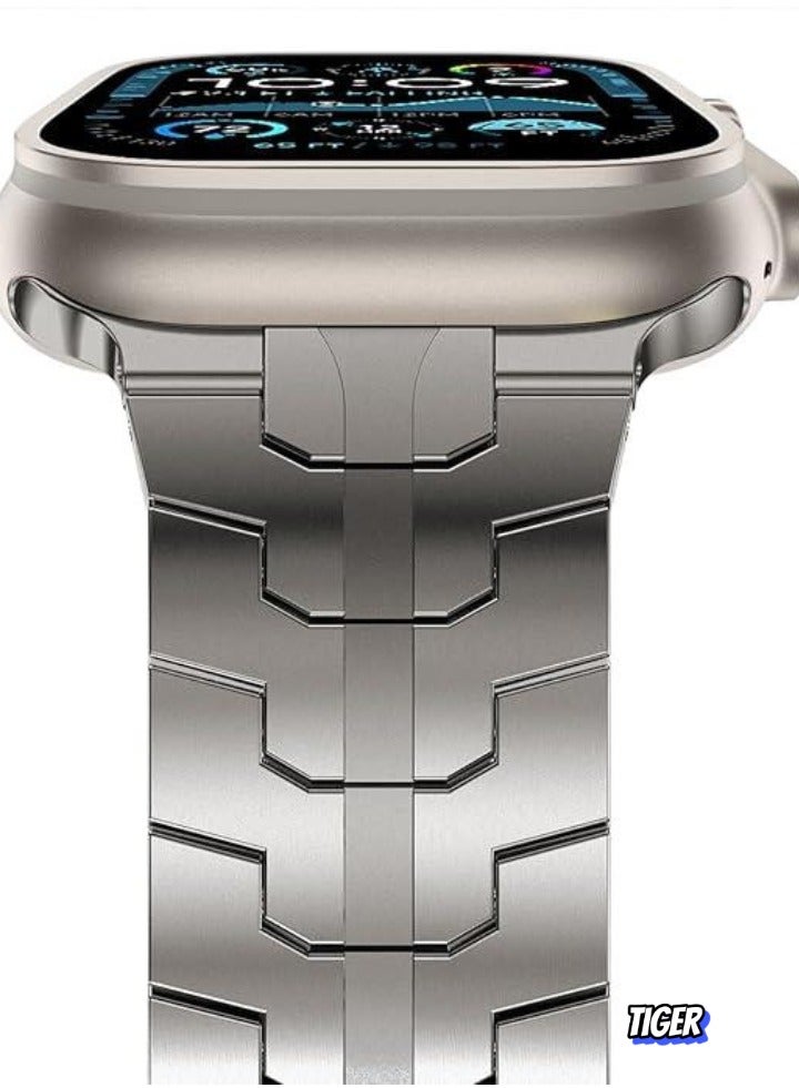 TIGER Stainless Steel Band for Apple Watch Ultra 49mm, 45mm, 44mm, 42mm, 40mm, 38mm, 41mm – Metal Strap with Folding Clasp for Apple Watch Series 8, 7, 6, 5, 4, 3, 2, 1 for Men (Black, 49mm, 45mm, 44mm, 42mm) - Image 2
