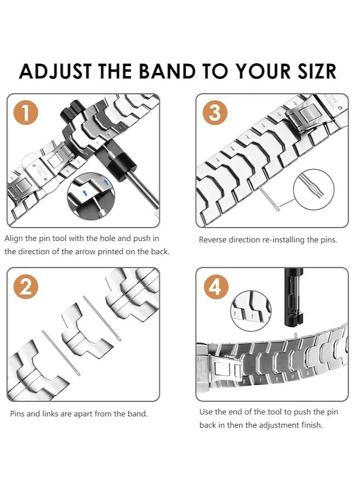 TIGER Stainless Steel Band for Apple Watch Ultra 49mm, 45mm, 44mm, 42mm, 40mm, 38mm, 41mm – Metal Strap with Folding Clasp for Apple Watch Series 8, 7, 6, 5, 4, 3, 2, 1 for Men (Black, 49mm, 45mm, 44mm, 42mm) - Image 5