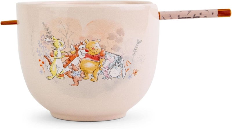 Silver Buffalo Disney Winnie the Pooh Featuring Piglet Eeyore Tigger Rabbit and Roo Group Hug Ceramic Ramen Noodle Rice Bowl with Chopsticks Microwave Safe 20 Ounces - Image 3