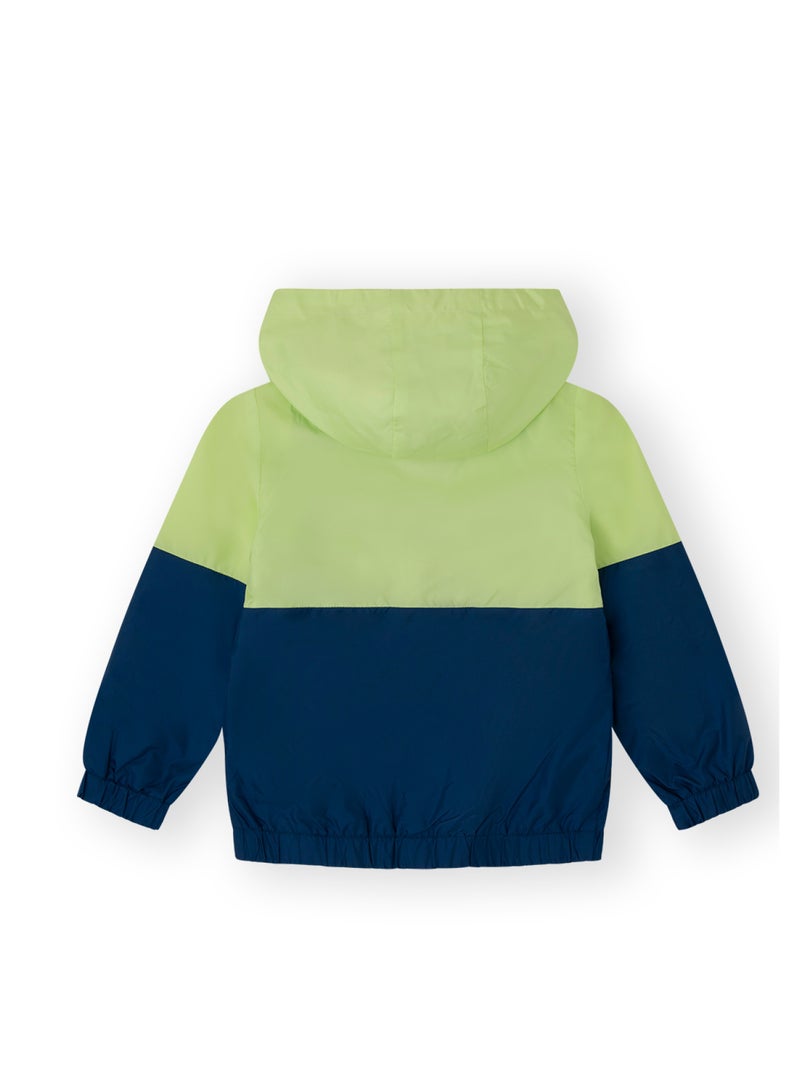 CANADA HOUSE Lime Color Block Hooded Zipper Windproof Lightweight Long Sleeve Parka for Kids Unisex - Active Jacket Rain Coat Windbreaker  - Image 2
