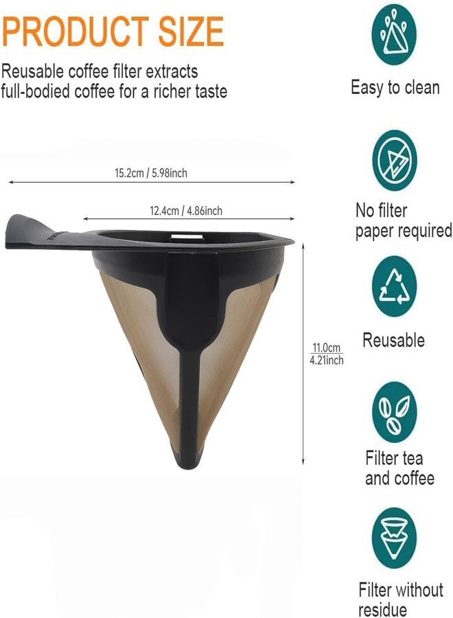 TQEONKL Reusable Coffee Filter Baskets 2PC, Cone Coffee Maker Filter Replacement Compatible with Ninja Coffee Maker CM305, CP301, CP307C,CM401, 8-12 Cup Coffee Permanent Filters for Cuisinart Coffee Maker - Image 4