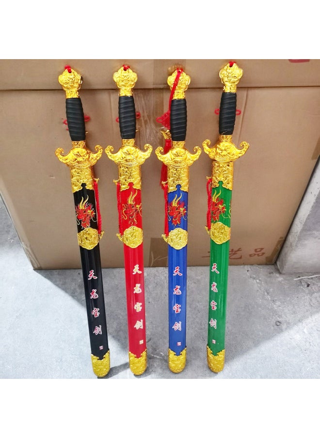 Generic - Scenic Spots Sell Printed Dragon Words Electroplating Xuanwu Excalibur Park Temple Fair Qinglong Sword Sword Yiwu Wholesale-Color:70cm Color Bow - Image 1