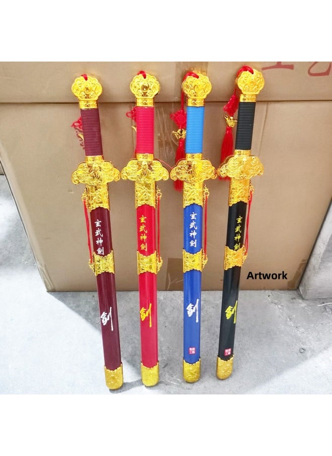 Generic - Scenic Spots Sell Printed Dragon Words Electroplating Xuanwu Excalibur Park Temple Fair Qinglong Sword Sword Yiwu Wholesale-Color:70cm Color Bow - Image 1