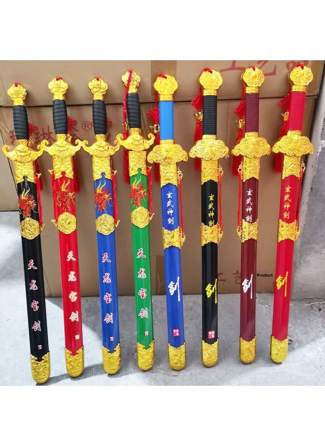 Generic - Scenic Spots Sell Printed Dragon Words Electroplating Xuanwu Excalibur Park Temple Fair Qinglong Sword Sword Yiwu Wholesale-Color:70cm Color Bow - Image 1