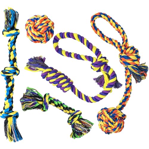 SHARLOVY Puppy Teething Toys for Small Dogs 5 Pack Cotton Puppy Dog Rope Toy for Small Dogs Durable Dog Chew Toys for Aggressive Chewers Small Breed Interactive Tug of War Puppy Toys to Keep Them Busy - Image 1