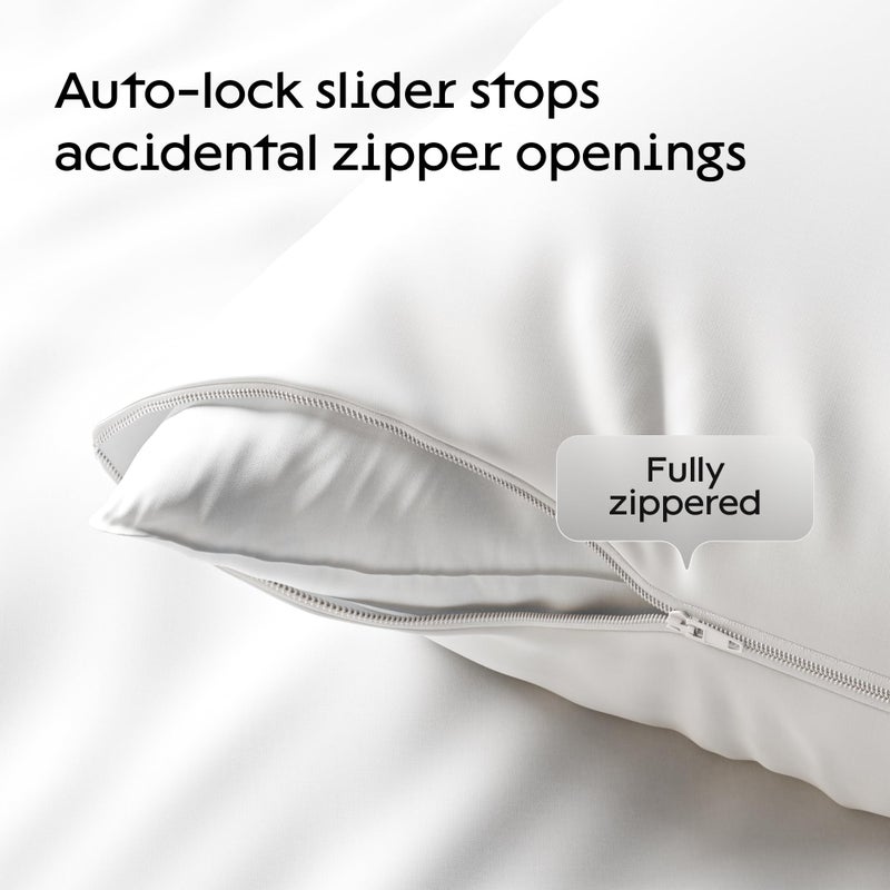 Niagara Sleep Solution Niagara 4 Pack Waterproof Pillow Protectors King 20x36 Inches Smooth Zipper Premium Encasement Covers Quiet Cases Set White - Image 4