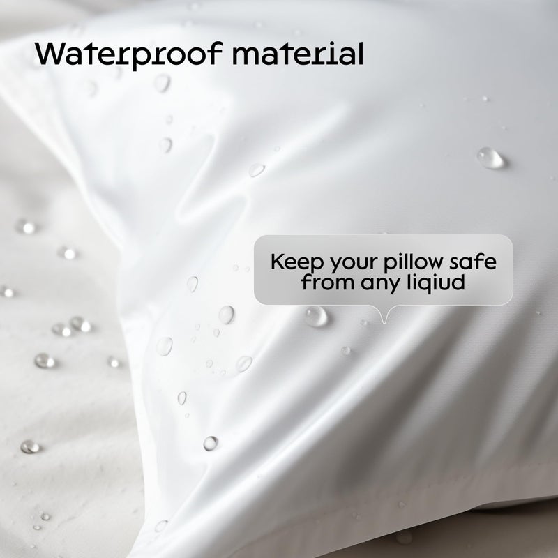 Niagara Sleep Solution Niagara 4 Pack Waterproof Pillow Protectors King 20x36 Inches Smooth Zipper Premium Encasement Covers Quiet Cases Set White - Image 3
