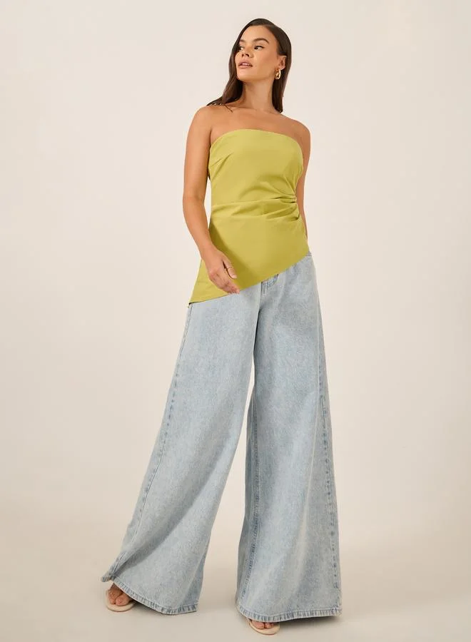 ستايلي Styli Bandeau Neck Asymmetric Hem Top