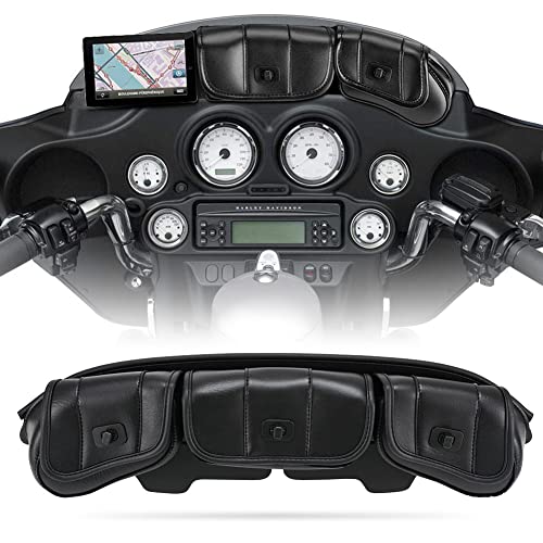 KATUR Motorcycle Windshield Bag Pouch PU Leather with Magnetic Closures Compatible with Harley Touring Street Glide Electra Glide Windshield Bags 1996-2013 - Image 1