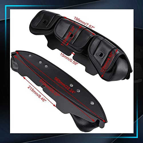 KATUR Motorcycle Windshield Bag Pouch PU Leather with Magnetic Closures Compatible with Harley Touring Street Glide Electra Glide Windshield Bags 1996-2013 - Image 4