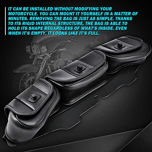 KATUR Motorcycle Windshield Bag Pouch PU Leather with Magnetic Closures Compatible with Harley Touring Street Glide Electra Glide Windshield Bags 1996-2013 - Image 5