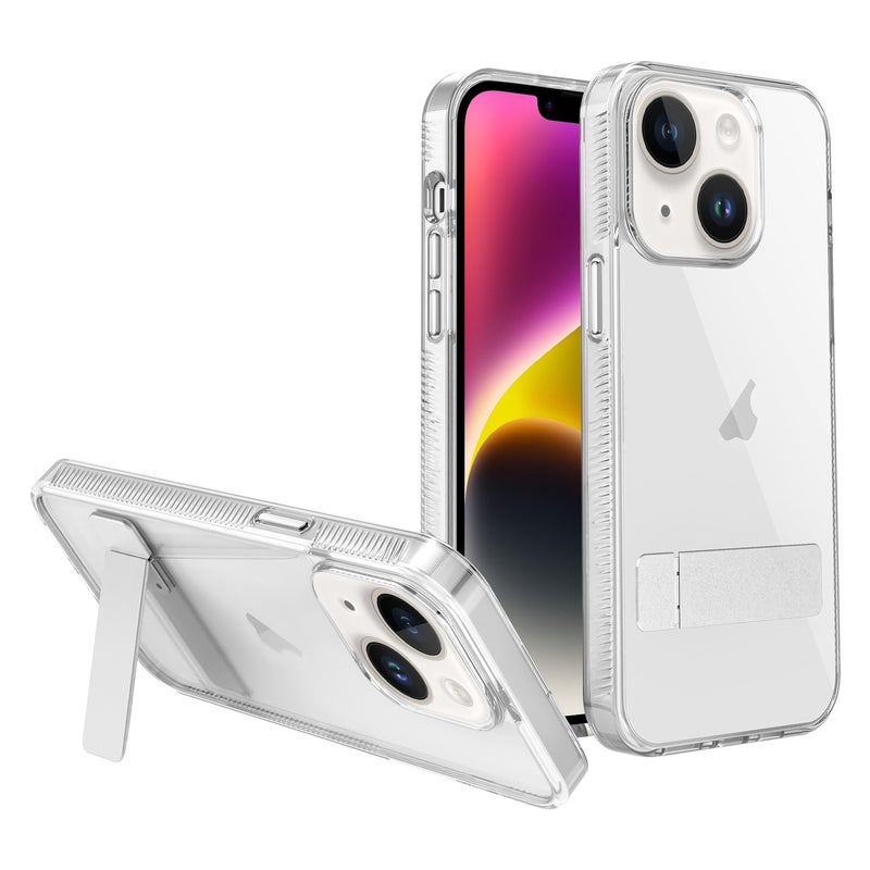 HuHa Case Cover For iPhone 14 Plus High Transparent Holder Phone Case(White) - Image 1