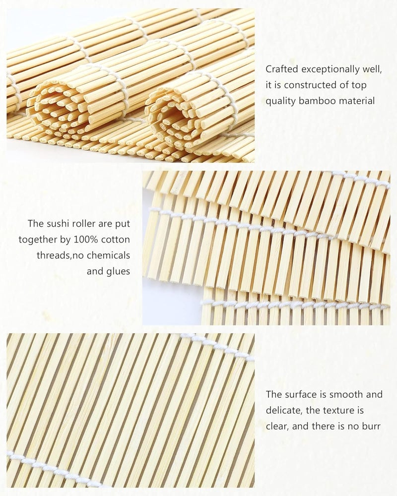 JIALEEY Bamboo Sushi Rolling Mat 95x95 Inch 4 PCS Set - Image 3