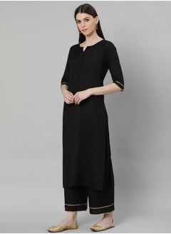 Libas Solid Straight Kurta and Solid Palazzo with Dupatta Set by Styli  - Image 2